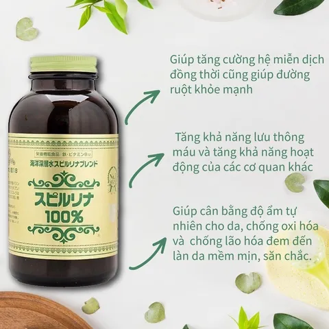 Tảo xoắn tem đỏ Deep Ocean Japan Algae Water Spirulina Nhật Bản 2200 viên