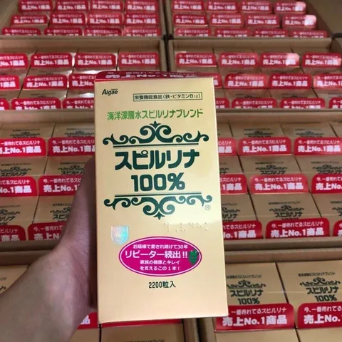 Tảo xoắn tem đỏ Deep Ocean Japan Algae Water Spirulina Nhật Bản 2200 viên