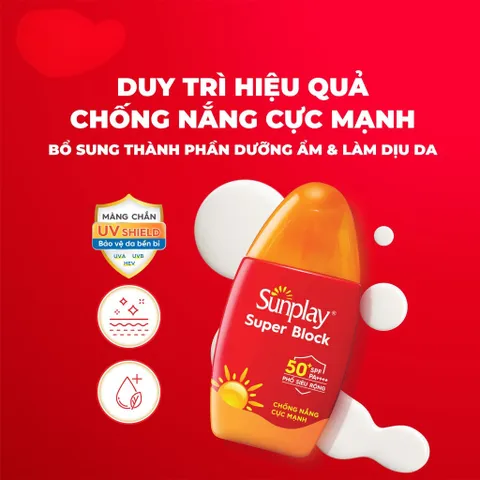 Kem chống nắng Sunplay cực mạnh, dạng sữa Sunplay Super Block White Conc SPF 50+, PA++++ 30g, 70g