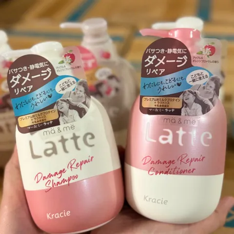 Dầu gội xả Kracie Ma & Me Latte dưỡng tóc chắc khỏe, dành cho cả gia đình Nhật Bản 490ml