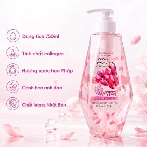 Sữa Tắm Thơm Mịn Da Bông Hoa Jojoba Avatar Dưỡng Da Body Mềm Mịn Chai 900ml/ 750ml/ 350ml