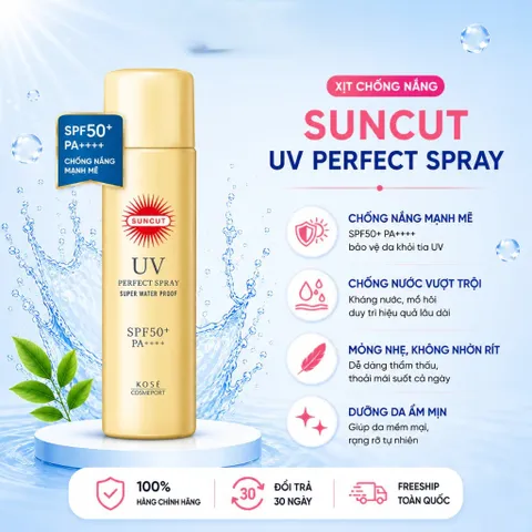 Kem chống nắng KOSÉ SUNCUT dưỡng trắng, nâng tông da SPF50+ PA++++ dạng kem/xịt