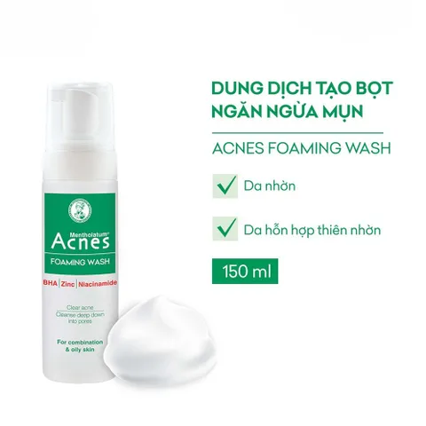 Sữa rửa mặt kiểm soát nhờn ngăn ngừa mụn Acnes White Conc Oil Control Cleanser 100g/ Acnes Foaming Wash 150ml