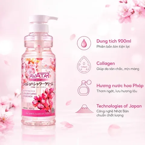 Sữa Tắm Thơm Mịn Da Bông Hoa Jojoba Avatar Dưỡng Da Body Mềm Mịn Chai 900ml/ 750ml/ 350ml