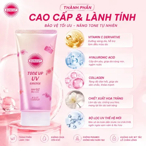 Kem chống nắng KOSÉ SUNCUT dưỡng trắng, nâng tông da SPF50+ PA++++ dạng kem/xịt