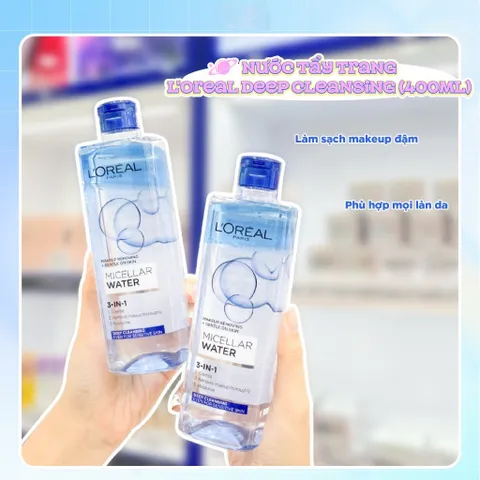 Nước tẩy trang và làm sạch sâu 3-in-1 L'Oreal Paris Micellar Water 400ml