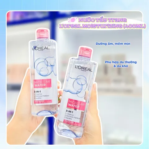 Nước tẩy trang và làm sạch sâu 3-in-1 L'Oreal Paris Micellar Water 400ml