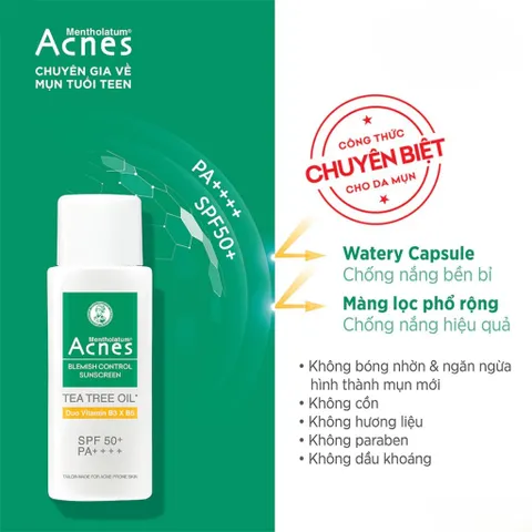 Sữa chống nắng cho da dầu mụn Acnes Blemish Control Sunscreen White Conc 50g