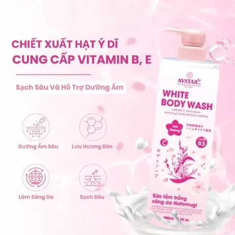Sữa tắm dưỡng trắng sáng da Avatar Body Wash 800ml