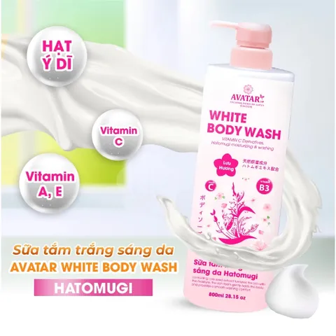 Sữa tắm dưỡng trắng sáng da Avatar Body Wash 800ml