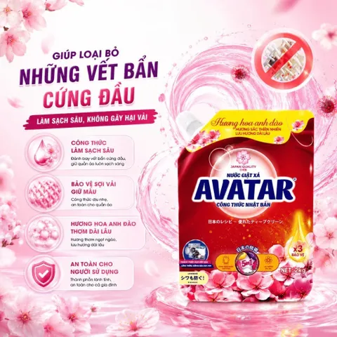 Nước Giặt 5 Trong 1 Avatar Hương Hoa Oải Hương, Hoa Anh Đào Làm Sạch Sâu, Lưu Hương Dài Lâu