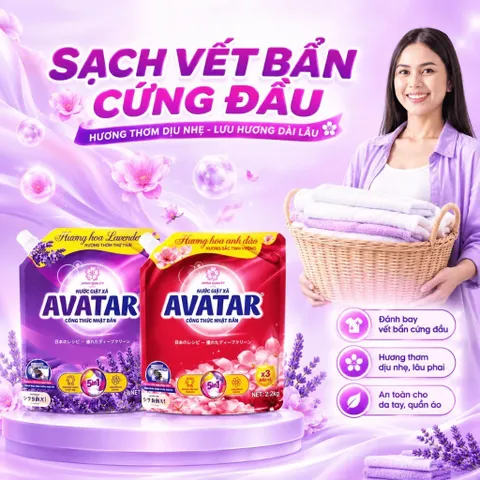 Nước Giặt 5 Trong 1 Avatar Hương Hoa Oải Hương, Hoa Anh Đào Làm Sạch Sâu, Lưu Hương Dài Lâu