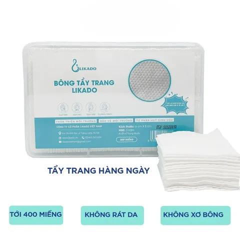 Bông tẩy trang Likado White Conc chất liệu Cotton Túi 222 miếng/ Hộp 400 miếng/ Túi 600 miếng