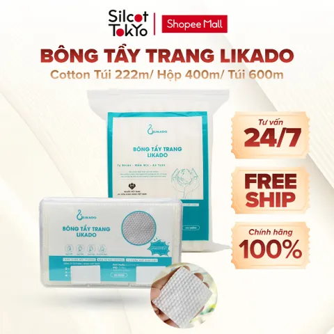 Bông tẩy trang Likado White Conc chất liệu Cotton Túi 222 miếng/ Hộp 400 miếng/ Túi 600 miếng