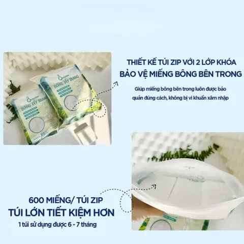 Bông tẩy trang Likado White Conc chất liệu Cotton Túi 222 miếng/ Hộp 400 miếng/ Túi 600 miếng