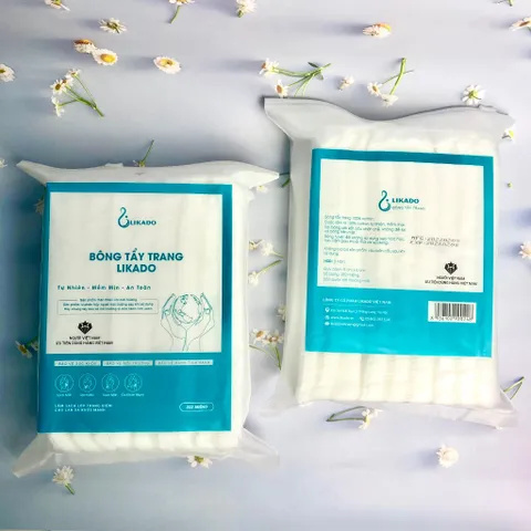 Bông tẩy trang Likado White Conc chất liệu Cotton Túi 222 miếng/ Hộp 400 miếng/ Túi 600 miếng