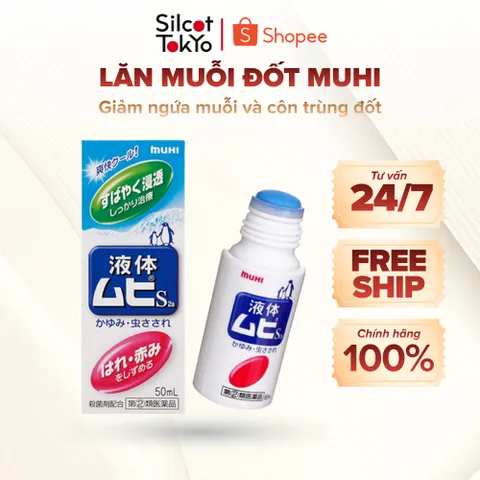 Lăn muỗi đốt Muhi, lăn bôi giảm ngứa muỗi và côn trùng đốt Nhật Bản Lọ 50ml