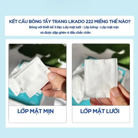 Bông tẩy trang Likado White Conc chất liệu Cotton Túi 222 miếng/ Hộp 400 miếng/ Túi 600 miếng