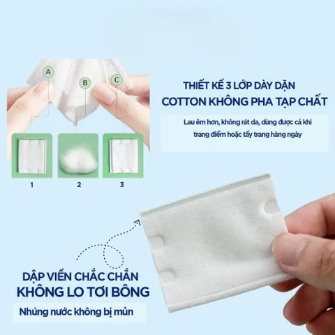 Bông tẩy trang Likado White Conc chất liệu Cotton Túi 222 miếng/ Hộp 400 miếng/ Túi 600 miếng