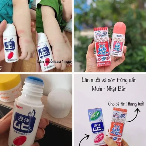 Lăn muỗi đốt Muhi, lăn bôi giảm ngứa muỗi và côn trùng đốt Nhật Bản Lọ 50ml