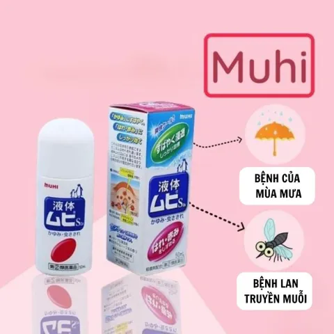 Lăn muỗi đốt Muhi, lăn bôi giảm ngứa muỗi và côn trùng đốt Nhật Bản Lọ 50ml