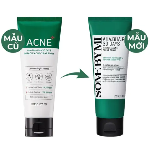 Sữa Rửa Mặt Some By Mi AHA-BHA-PHA 30 Days Miracle Acne Clear Foam Làm Sạch Sâu 100ml