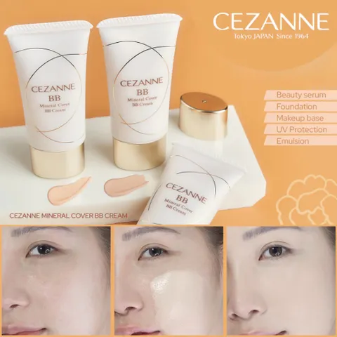 Kem nền thoáng Cezanne Mineral Cover BB Cream High Cover Cream SPF29 PA+++ Nhật Bản 30g