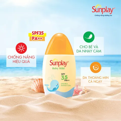 Sữa chống nắng Sunplay cho bé từ 6 tháng tuổi và da nhạy cảm Sunplay Baby Mild SPF 35, PA++ 30g