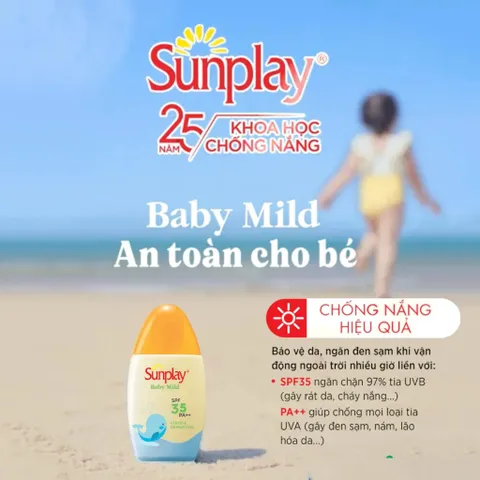 Sữa chống nắng Sunplay cho bé từ 6 tháng tuổi và da nhạy cảm Sunplay Baby Mild SPF 35, PA++ 30g
