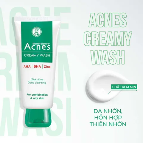 Sữa rửa mặt ngăn ngừa mụn Acnes Creamy Wash 100g