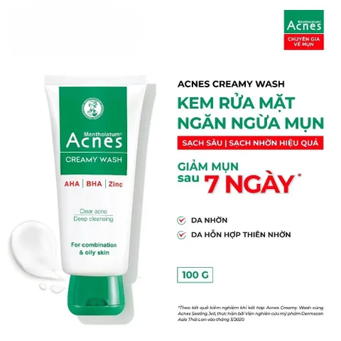 Sữa rửa mặt ngăn ngừa mụn Acnes Creamy Wash 100g