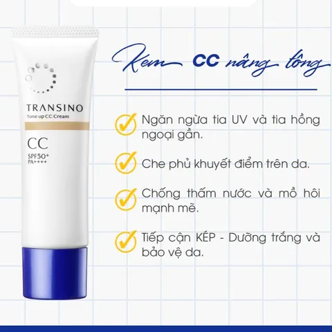 Kem CC Trang Điểm Trắng Sáng Da Transino Tone Up CC Cream 30g