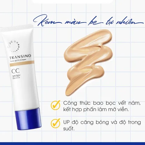Kem CC Trang Điểm Trắng Sáng Da Transino Tone Up CC Cream 30g