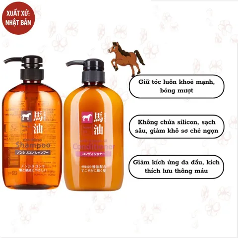 Dầu gội, dầu xả, sữa tắm Horse Oil Nhật Bản 600ml