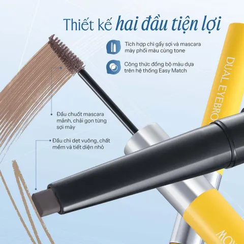 Chì kẻ mày 2 đầu Lemonade Dual Eyebrow 2.75g (Mascara 2.5g + Pencil 0.25g)
