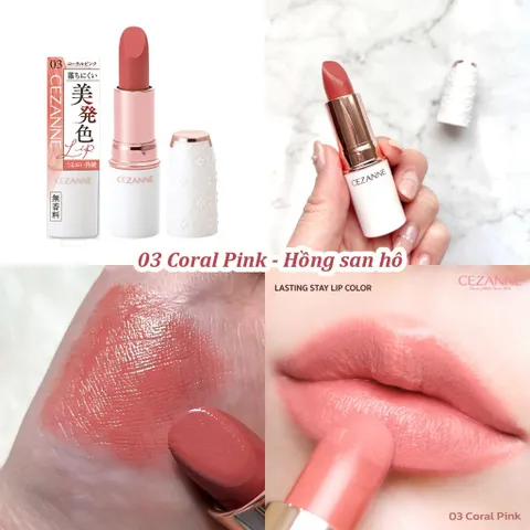 Son lì Cezanne Lasting Stay Lip Color giữ màu lâu trôi mềm mịn tự nhiên 4g