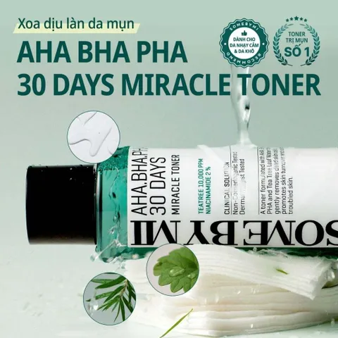 Nước hoa hồng Some By Mi làm sạch da dầu mụn AHA-BHA-PHA 30 Days Miracle Toner 150ml