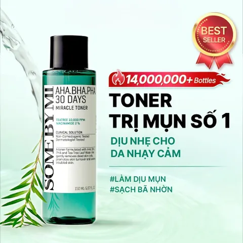 Nước hoa hồng Some By Mi làm sạch da dầu mụn AHA-BHA-PHA 30 Days Miracle Toner 150ml
