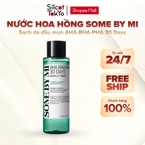 Nước hoa hồng Some By Mi làm sạch da dầu mụn AHA-BHA-PHA 30 Days Miracle Toner 150ml