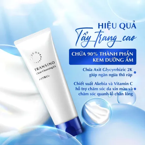 Kem tẩy trang Transino Clear Cleansing EX loại bỏ bụi bẩn, dầu thừa, làm sạch da dịu nhẹ Tuýp 110g