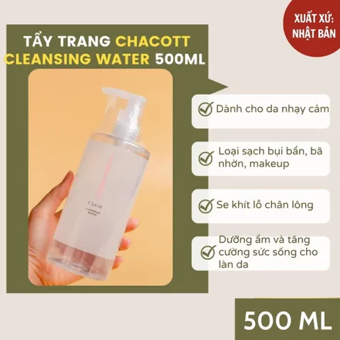 Nước tẩy trang Chacott White Conc Nhật Bản dành cho da nhạy cảm, da dầu mụn 500ml