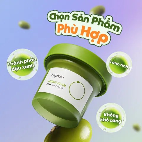 Mặt nạ đất sét Beplain Mung Bean Pore Clay Mask chiết xuất đậu xanh 120ml