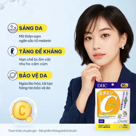 Viên uống DHC Vitamin C hỗ trợ sáng da, giảm thâm, tăng đề kháng
