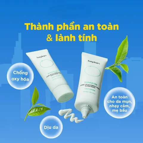 Kem Chống Nắng Beplain Sunmuse Kiềm Dầu, Nâng Tông, Cấp Ẩm 50ml Sunscreen SPF50+ PA++++