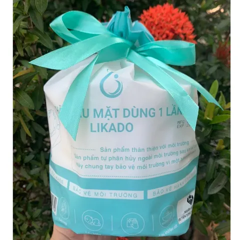 Khăn lau mặt dùng 1 lần spa Likado White Conc Cuộn 50 khăn/Gói rút 80 khăn/ Túi rút 240 tờ (20x20cm)