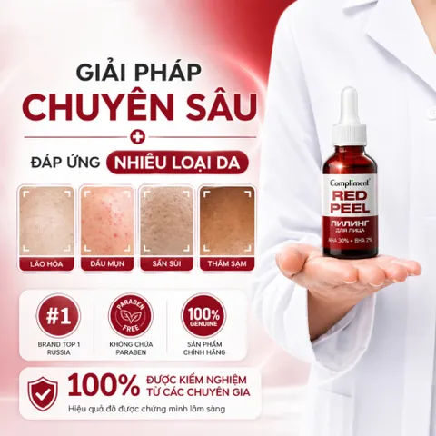 Serum Red Peel Compliment AHA 30% + BHA 2% - Tẩy Tế Bào Chết Hóa Học, Tái Tạo Sáng Da, Kiềm Dầu 27ml