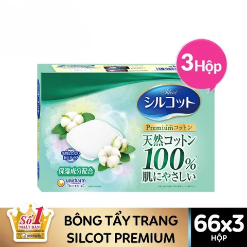 Bông trang điểm (bông tẩy trang) cao cấp Silcot Premium White Conc 66 miếng/hộp
