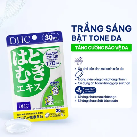 Viên Uống DHC Adlay Extract Làm Sáng Da, Mờ Sạm Nám, Chống Oxy Hóa Từ Nhật Bản