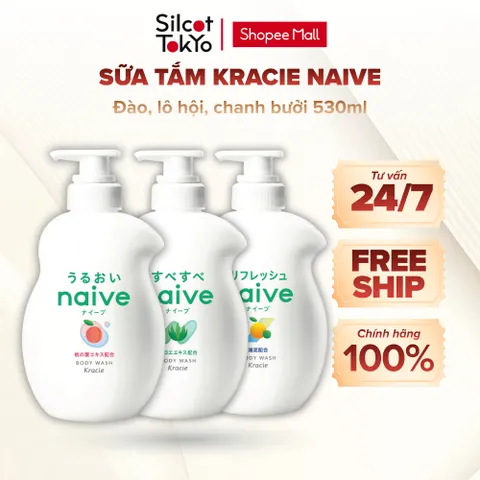 Sữa tắm Kracie Naive 530ml đào, lô hội, chanh bưởi White Conc Nhật Bản
