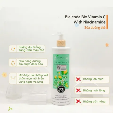 Sữa dưỡng thể trắng da Bielenda Bio Vitamin C bảo vệ da toàn diện White Conc Chai 250ml/400ml